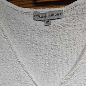 Absolutely Famous White Textured V-Neck Top
